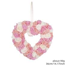 Valentine'S Day Heart Shaped Flower Wreath For Door, Wedding, Proposal, Party Decoration - Multicolor - View 1