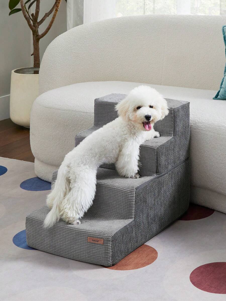 Lesure Dog Stairs For Small Dogs - Pet Stairs For Beds And Couch, Folding Pet Steps With CertiPUR-US Certified Foam For Cat And Doggy, Non-Slip Bottom Dog Steps - Xám - Xem 1