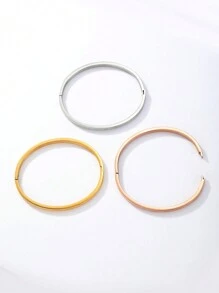 3入組簡約風格金屬質感手鐲 - 彩色 - 查看 3