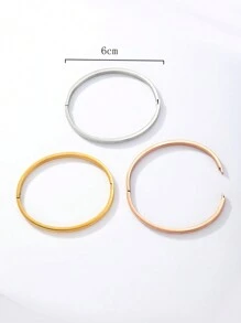 3入組簡約風格金屬質感手鐲 - 彩色 - 查看 6