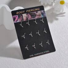 12入組穿刺套件,316l不過敏不鏽鋼眉毛釘,舌頭釘,唇釘,鼻環,耳釘,軟骨工業杠針穿刺套件 - Body Piercing - 查看 1
