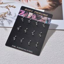 12入組穿刺套件,316l不過敏不鏽鋼眉毛釘,舌頭釘,唇釘,鼻環,耳釘,軟骨工業杠針穿刺套件 - Body Piercing - 查看 2