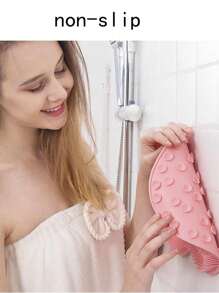 1個去角質淋浴按摩刮板，浴室防滑浴墊兼背部按摩刷、矽膠足洗、身體清潔沐浴工具 - 粉色 - 查看 3
