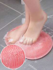 1個去角質淋浴按摩刮板，浴室防滑浴墊兼背部按摩刷、矽膠足洗、身體清潔沐浴工具 - 粉色 - 查看 5