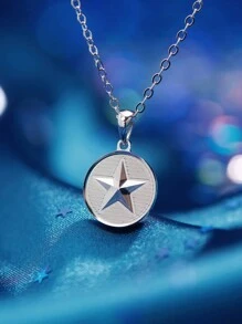1Pc Fashionable 925 Silver 12 Constellations Pendant Necklace Double Sided Pendants For Women's Birthday Gifts