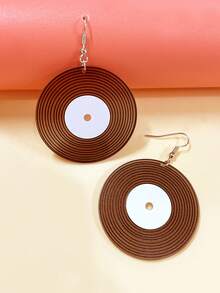 1pair Acrylic White Linear Design Earrings & Black Disk Dangle Earrings, Perfect For Parties, Shows, Dates, As Gifts For Friends - Multicolor - View 8