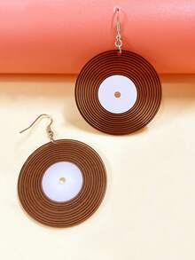 1pair Acrylic White Linear Design Earrings & Black Disk Dangle Earrings, Perfect For Parties, Shows, Dates, As Gifts For Friends - Multicolor - View 9