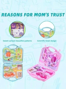 15-Piece Multifunctional Medical Tool Box, Portable Educational Doctor And Nurse Equipped Game Console (Accessories Are In Random Colors) - Pink - View 7