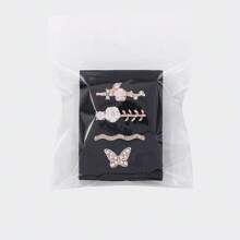 1 pieza Correa de reloj inteligente de aleación con decoración de mariposa con strass en color oro rosa, compatible con Apple Watch 38/40/41/42/44/45/49mm Ultra/SE/9/8/7/6/5/4/3/2/1