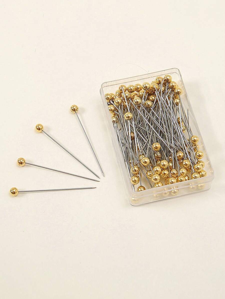 300pcs/200pcs/100pcs Metal Color Upholstery Tacks With Plastic Box, Valentine's Day Positioning Beads Pins, Sewing DIY Craft Decoration, Suitable For Mother's Day, Halloween, Christmas (Random Box) - Gold - View 1