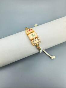 1 件時尚麻將配件手工編織手鍊,非常適合女士日常佩戴 - 彩色 - 查看 8