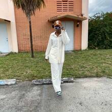 女性C字母隔熱棉羊毛針織棒球帽，韓國秋冬戶外休閒棒球帽 - 黑色 - 查看 2