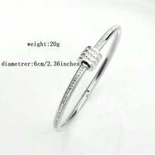 新款跨境鈦鋼鍍玫瑰金不褪色水晶細節手鐲,情人節新年禮物 - 玫瑰金 - 查看 3