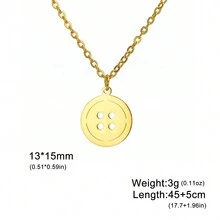 1pc Women's Stainless Steel Button Detail Necklace, Clothing Designer's Accessory Gift - Fashion Series - View 9