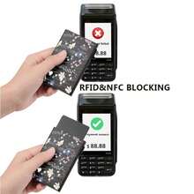 CUIKCA Double Sided Printed Pattern Side-Thrust Pop Up Wallet, RFID ID Card Holder, Portable Metal Minimalist Credit Card Holder Packs With ChainAnniversary On Valentine Day For Birthday Gift Gift Couple Male Men Wallet Men Wallet Ladies Wallet Teacher Gifts Gift For Boyfriend Husband Gifts Uncle Gifts Gifts For Brothers Man Gift Wife Mother Ideals Gift Bag Present - Silver - View 5