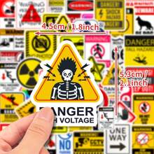 50Pcs Warning Sign Stickers, Cautions Directions Stickers For Teens Adults, Vinyl Waterproof Stickers For Helmet Water Bottle Laptop Phone Skateboard Travel Suitcase