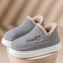 Men'S High-Sole Slippers With Heel Support For Winter Indoor Home Use, Couples House Shoes - Grey - View 2