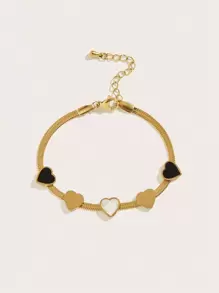 24K Gold Stainless Steel 5 Hearts Women And Girls Bracelet, Great Gift Valentines,Mom,Mother,Mother's Day,Gift