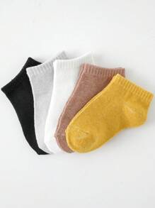 5對純色四季通用中短筒襪,男女童皆適用的舒適襪子 - 彩色 - 查看 3