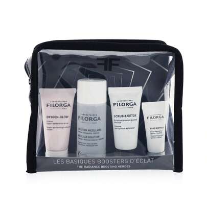 Filorga The Radiance Boosting Heroes Christmas Set: Oxygen Glow Cream 15ml + Micellar Solution 50ml + Scrub & Detox 15ml + Pore-Extress Primer 7ml  4pcs