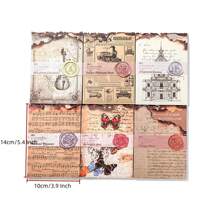 30 Sheets Vintage Burned Edges Asymmetric Shape English Letter Design Writing Paper Set For Diy Scrapbooking, Decoration, Background Back To School - Multicolor - View 8