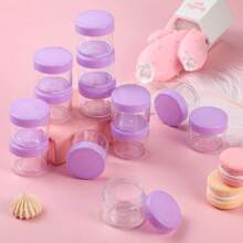 20入組圓形罐子塑料化妝品容器套裝,適用於液體霜樣品,20毫升/ 0.7盎司(透明蓋) - 紫色 - 查看 7