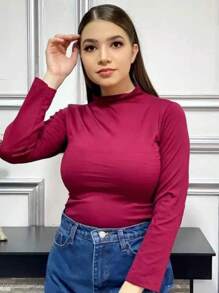 BLUSA TERMICA CUELLO ALTO BASIC TEXTURA BASICA - Granate - Ver 2