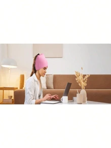 1pc Cooling Gel Ice Pack Hat, Cold Compress Sleep Head Cap Eye Mask, Gel Ice Pack Head & Eye Cooling Cap, Temperature Lowering Hot/Cold Therapy Head Cover - Pink - View 5