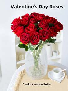 單支人造玫瑰花,情人節裝飾,仿真花 - 彩色 - 查看 1