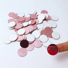 1 Pack 3d Adhesive Wall Stickers, Acrylic Round Decorative Mirror Wall Decals, Removable Combination Wall Stickers, Approx. 100pcs - Pink - View 1