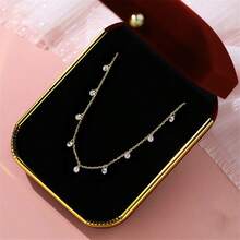 1pc 925 Sterling Silver Starry Water Drop Pendant Necklace, Suitable For Women's Daily Wear - NY1652 - View 6