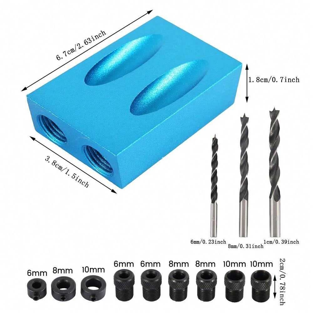 14pcs Pocket Hole Jig Kit 15 Degree Dowel Drill Joinery Kit 6/8/10mm