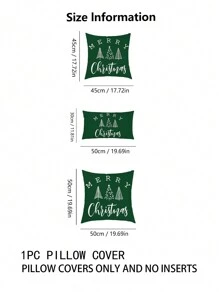 1pc Christmas Tree & Letter Print Pillow Cover, Modern Style Hand-Drawn Fabric Velvet Cushion Cover, Suitable For Sofa Living Room Home Decor For Christmas Without Filler
