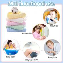 2 包淡蓝色拍嗝巾 - 经典黄色男女通用 6 层纱布设计，高吸水性，加大码 25x50cm，柔软舒适，可用作拍嗝巾、毛巾、面巾等，可全年使用 - 圣诞节最佳礼物，新手父母的最佳选择 - 藍色 - 查看 5