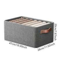 1pc New Cationic Material Gray Storage Box With Cover | Transparent Design | Upgrade For Wardrobe | Steel Frame Organizer For Pants, Clothes, Toys | Must-Have For Home, Dorm - Grey - View 7