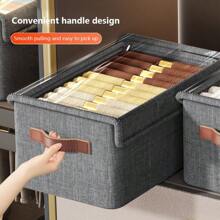 1pc New Cationic Material Gray Storage Box With Cover | Transparent Design | Upgrade For Wardrobe | Steel Frame Organizer For Pants, Clothes, Toys | Must-Have For Home, Dorm - Grey - View 3