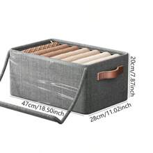1pc New Cationic Material Gray Storage Box With Cover | Transparent Design | Upgrade For Wardrobe | Steel Frame Organizer For Pants, Clothes, Toys | Must-Have For Home, Dorm - Grey - View 5