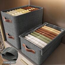 1pc New Cationic Material Gray Storage Box With Cover | Transparent Design | Upgrade For Wardrobe | Steel Frame Organizer For Pants, Clothes, Toys | Must-Have For Home, Dorm - Grey - View 1