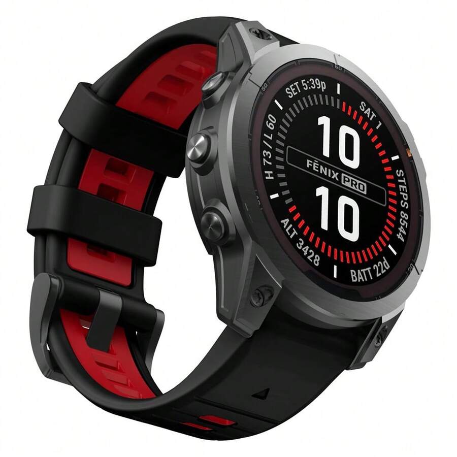 快速適配22 毫米26 毫米矽膠錶帶適用於garmin Fenix 7 Pro / Fenix 7x / Fenix 6x / Fenix 5x / Instinct 2x /descent Mk1/2/2i,柔軟運動雙色防水腕帶適用於garmin Enduro 2,epix Pro 51mm,tactix 7 Pro ,先行者965/955/945,quatix 7,quatix 6,quatix 5,descent G1,fenix 7,fenix 6,fenix 5,instinct1/2,approach S60/62 - 黑紅 - 查看 1