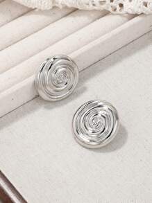 1對金屬造型耳環,時尚流行的跨境批發商品,適合女性穿搭 - 圓形漩渦耳釘 - 查看 11