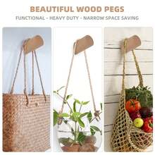 4入組橡木壁掛鉤,衣架,木製掛鉤掛在牆上,帽子衣架,浴室、臥室、客廳、廚房毛巾掛鉤,附有4根釘子 - 黃色 - 查看 9