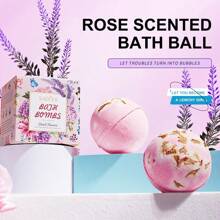 4入組乾花沐浴球禮盒,包含玫瑰沐浴鹽球,適用於男女放鬆泡浴,是情人節的絕佳禮物 - 彩色 - 查看 6
