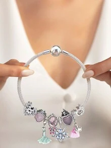 Newsoul 1 件迷人真 925 純銀魚鱗吊飾珠女士適合手鐲手鍊精美 Diy 珠寶製作女朋友禮物女士珠寶 - 銀色 - 查看 2