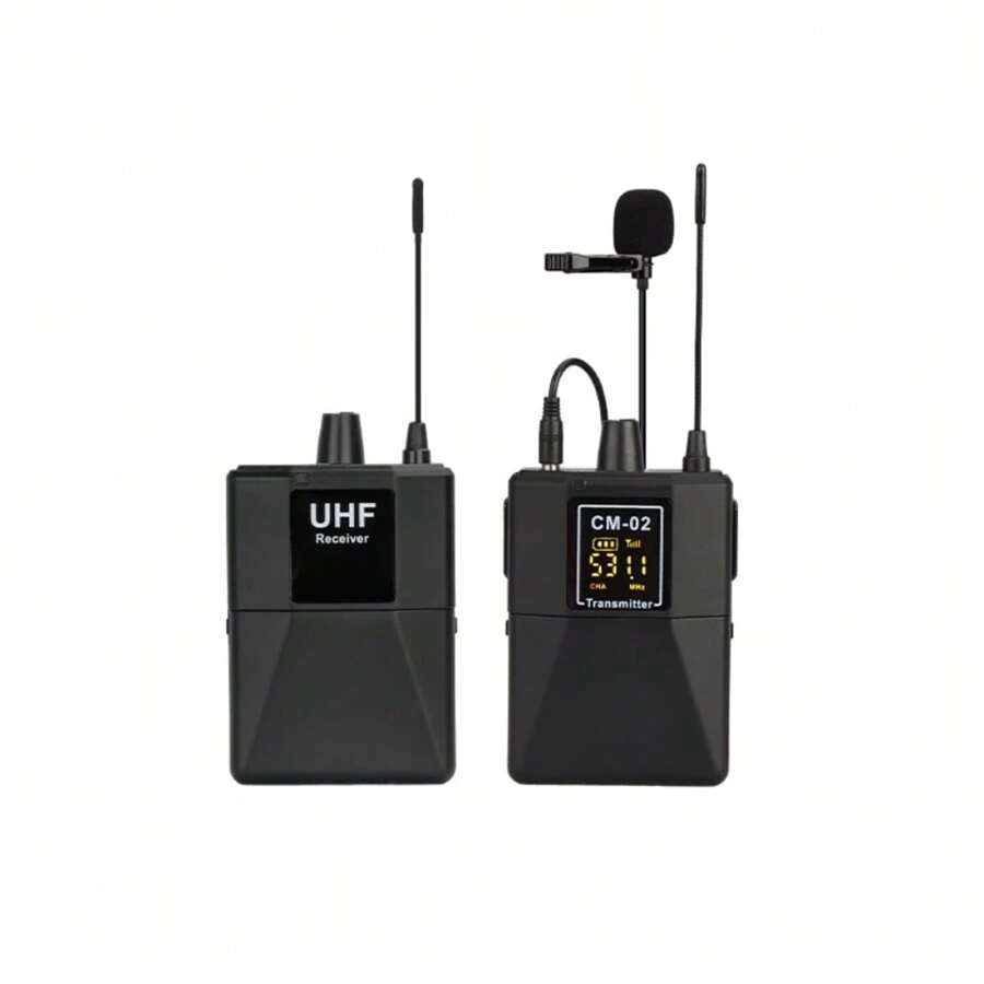 Lmbgm Cm02 Wireless Clip-On Lapel Microphone Uhf Dual-Channel For Dslr Camera, Live Interview, Phone Recording, Wireless Microphone System - 1 Fanny Pack - View 1