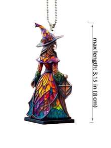 1入組流行和可愛的亞克力平面汽車掛飾,聖誕樹掛飾,家居裝飾,鑰匙扣,節日禮物 - 彩色 - 查看 5