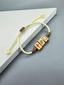 1 件時尚麻將配件手工編織手鍊,非常適合女士日常佩戴 - 彩色 - 查看 1