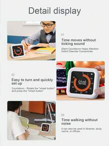 Reloj De Escritorio Con Temporizador Visual, Herramienta De Gestión Del Tiempo De Cocina/horneado/cocción Silenciosa Simple, 1 Ud. - Blanco - Ver 4