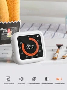 Reloj De Escritorio Con Temporizador Visual, Herramienta De Gestión Del Tiempo De Cocina/horneado/cocción Silenciosa Simple, 1 Ud. - Blanco - Ver 1