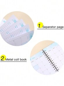 1pc 2024 Coil Notebook With Spiral Week Plan, Floral Schedule Book, English Diary - Multicolor - View 7