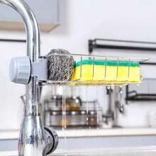 1 Pieza Soporte Para Esponja De Fregadero De Cocina, Organizador De Grifo De Baño, Soporte Para Esponja De Fregadero De Dormitorio, Soporte Para Jabón, Soporte De Acero Inoxidable Para Fregadero De Cocina, Adecuado Para Soporte De Cuenco De Almacenamiento Con Ventosa - plata - Ver 6